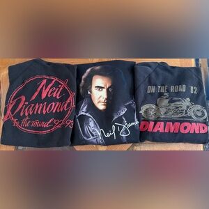 3 Vtg Sweatshirts Neil Diamond Concert.- Black.